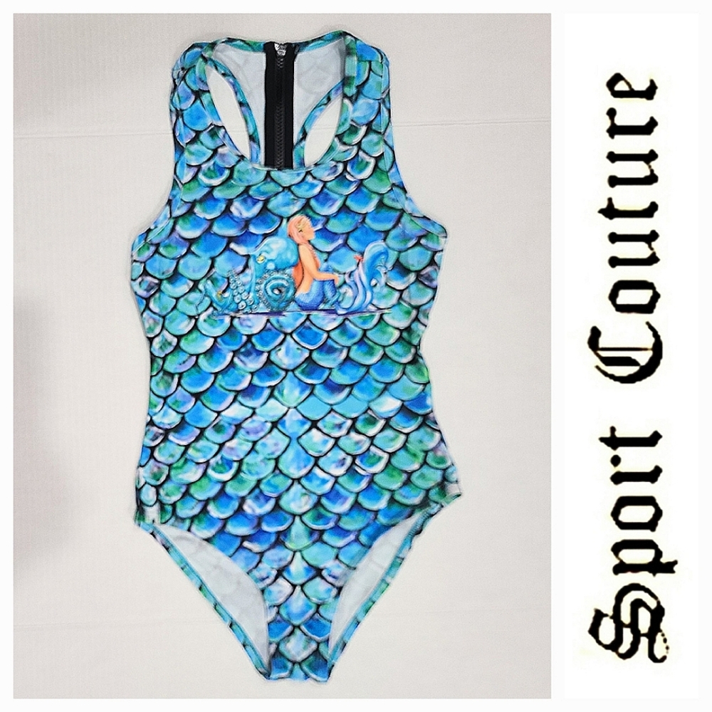 Sport Couture Aqua Blue Mermaid UPF 50+ 1-Piece Swimsuit Sz Youth XL NWT - Picture 12 of 12